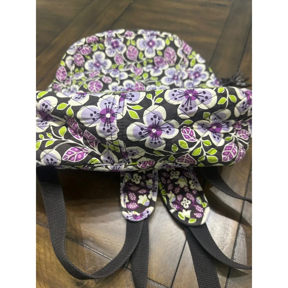 Vera Bradley Plum Crazy Small Backpack Bookbag Retired Purple Floral Cotton